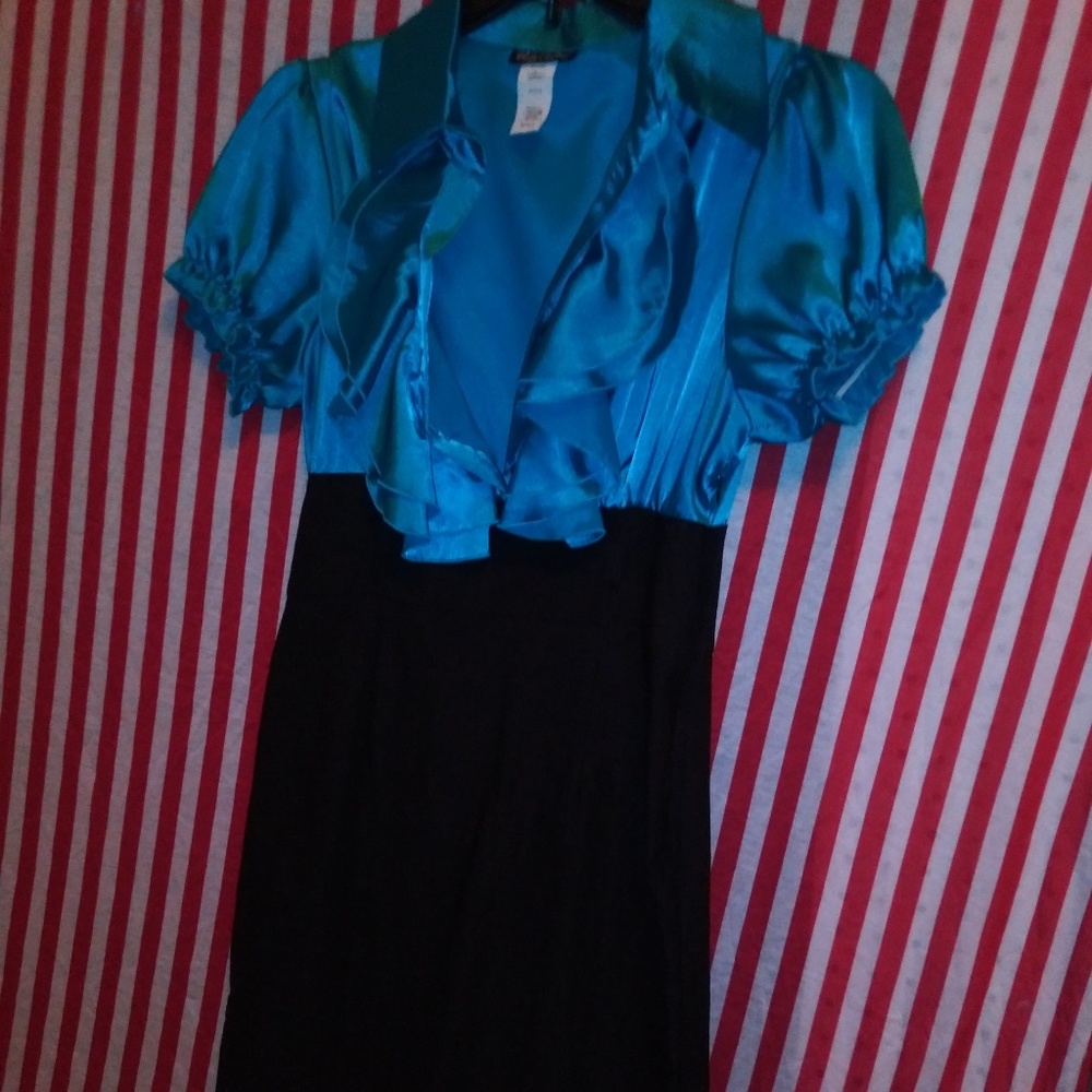 Elegant Blue and Black Women's Dress